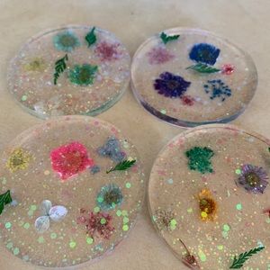 Flower Resin Coasters (4 Pack)